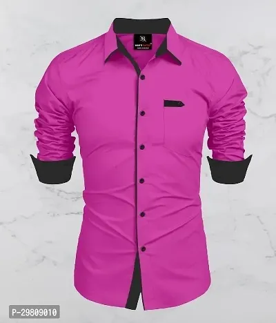 Men Solid Casual Pink Shirt