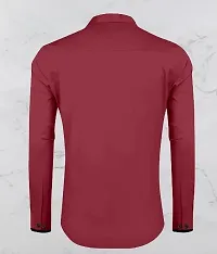 Men Solid Casual Maroon Shirt-thumb3