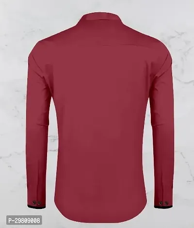 Men Solid Casual Maroon Shirt-thumb4