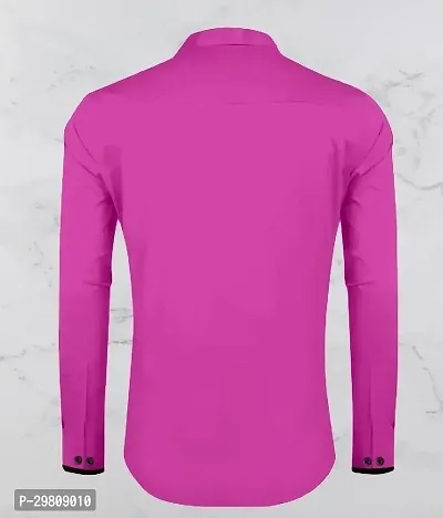 Men Solid Casual Pink Shirt-thumb2