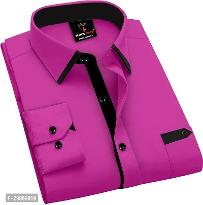 Men Solid Casual Pink Shirt-thumb4