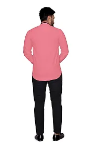 Elegant Pink Cotton Blend Solid Long Sleeves Casual Shirts For Men-thumb2