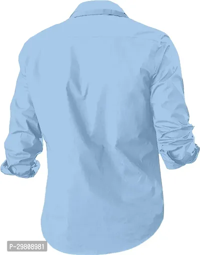 Men Solid Casual Blue Shirt-thumb2