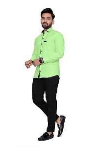 Reliable Green Cotton Blend Solid Long Sleeves Casual Shirt For Men-thumb2