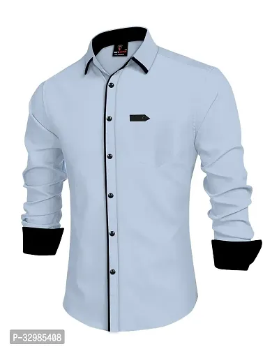 Stylish Grey Cotton Blend Casual Shirts For Men-thumb0