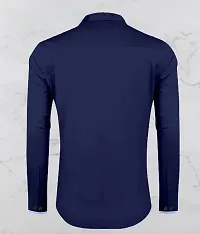 Men Solid Casual Navy Blue Shirt-thumb1