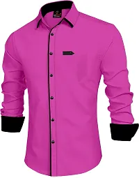 Men Solid Casual Pink Shirt-thumb2