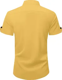 Men Solid Casual Yellow Shirt-thumb1