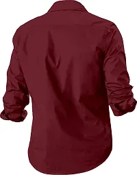 Men Solid Casual Maroon Shirt-thumb1