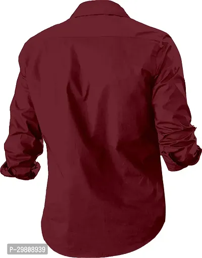 Men Solid Casual Maroon Shirt-thumb2