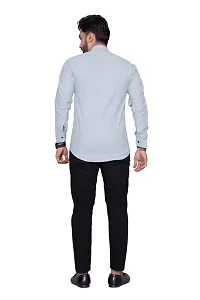 Reliable Grey Cotton Blend Solid Long Sleeves Casual Shirt For Men-thumb2