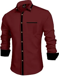 Men Solid Casual Maroon Shirt-thumb1