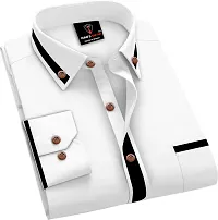 Men Solid Casual White Shirt-thumb3