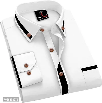 Men Solid Casual White Shirt-thumb4