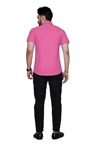 Stylish Pink Cotton Solid Regular Fit Casual Shirt For Men-thumb2