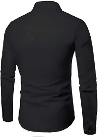 Men Solid Casual Black Shirt-thumb1