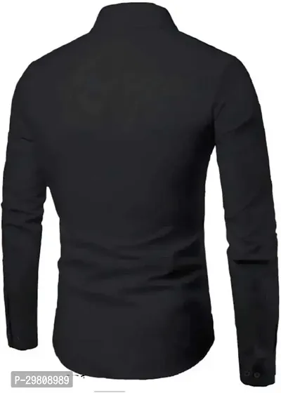 Men Solid Casual Black Shirt-thumb2