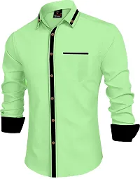 Men Solid Casual Green Shirt-thumb2