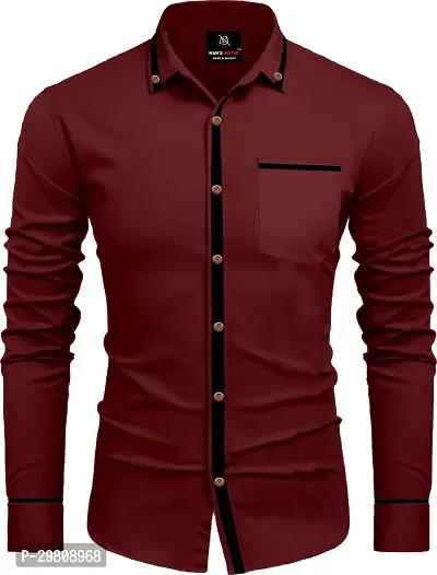 Men Solid Casual Maroon Shirt-thumb0