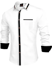 Men Solid Casual White Shirt-thumb2