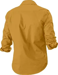 Men Solid Casual Yellow Shirt-thumb1