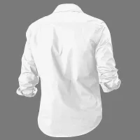 Men Solid Casual White Shirt-thumb1