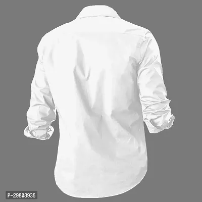 Men Solid Casual White Shirt-thumb2