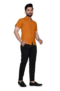 Stylish Orange Cotton Solid Regular Fit Casual Shirt For Men-thumb1