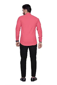 Reliable Pink Cotton Blend Solid Long Sleeves Casual Shirt For Men-thumb2