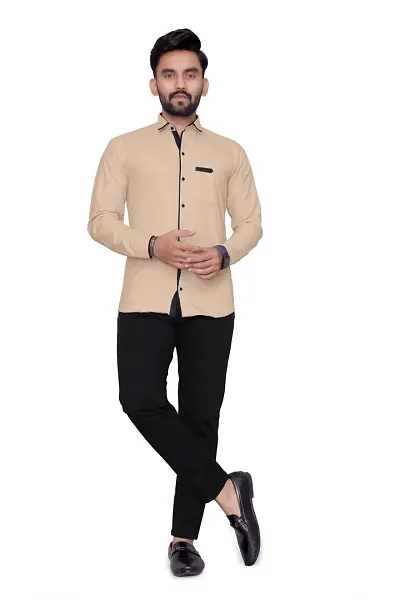 Reliable Blend Solid Long Sleeves Casual Shirt For Men