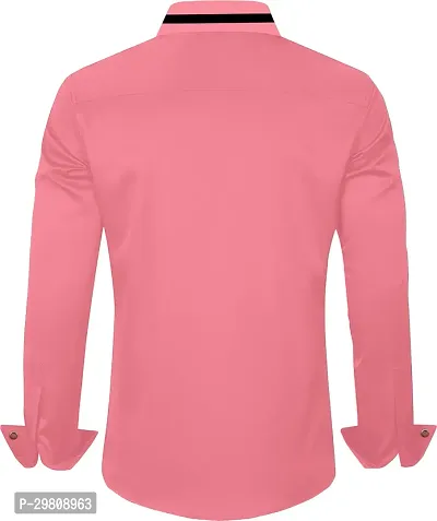 Men Solid Casual Pink Shirt-thumb2