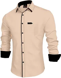 Men Solid Casual Off White Shirt-thumb3