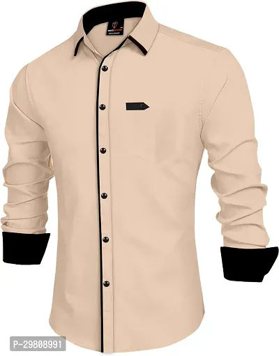 Men Solid Casual Off White Shirt-thumb4