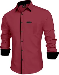 Men Solid Casual Maroon Shirt-thumb1