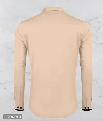 Men Solid Casual Off White Shirt-thumb3