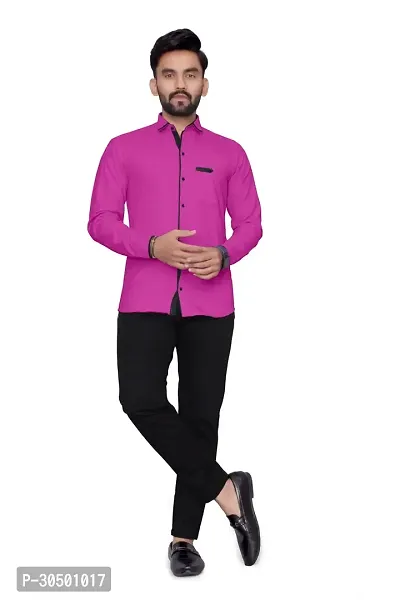 Reliable Pink Cotton Blend Solid Long Sleeves Casual Shirt For Men