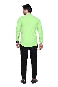 Reliable Green Cotton Blend Solid Long Sleeves Casual Shirt For Men-thumb3