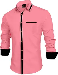 Men Solid Casual Pink Shirt-thumb2