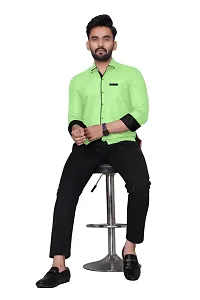 Reliable Green Cotton Blend Solid Long Sleeves Casual Shirt For Men-thumb1