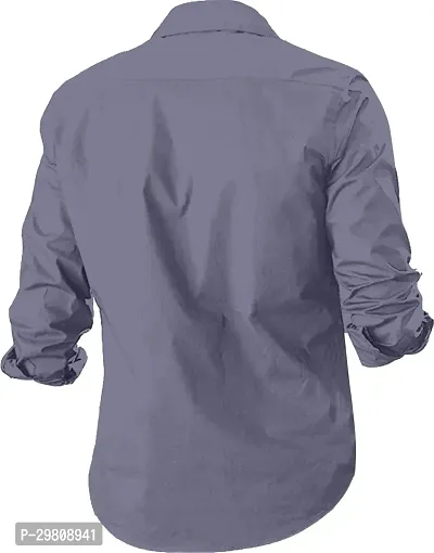 Men Solid Casual Grey Shirt-thumb2