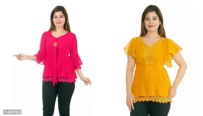 Elegant Multicoloured Georgette  Top For Women Pack Of 2