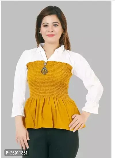 Elegant Yellow Cotton Blend  Top For Women-thumb0