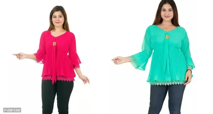 Elegant Multicoloured Georgette  Top For Women Pack Of 2