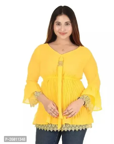 Elegant Yellow Georgette  Top For Women-thumb0