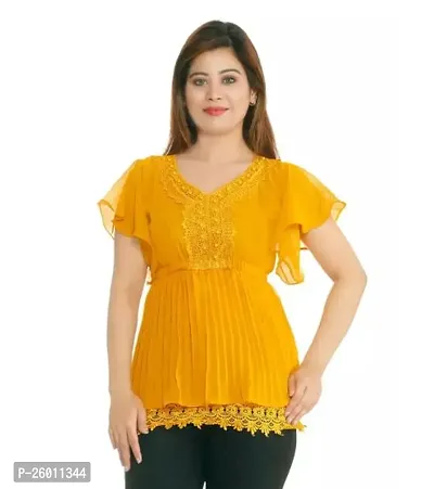 Elegant Yellow Georgette  Top For Women-thumb0