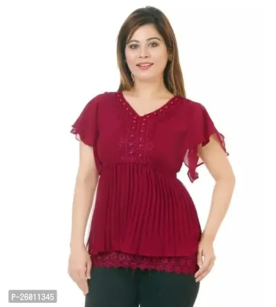 Elegant Red Georgette  Top For Women-thumb0