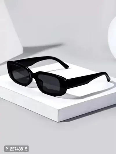 Fabulous Black Plastic Rectangle Sunglasses For Men-thumb0