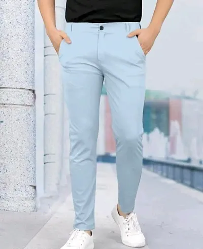 Stylish Men Lycra Mid-Rise Casual Trouser