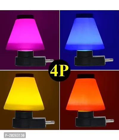 LED Night Lamp 0.5w Night Light for Bedroom Wall Mounted 2 Pin jack|Pack of 4 (Multicolour)-thumb0