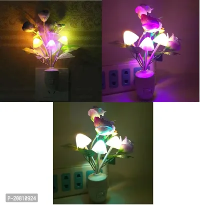 Mushroom Shape Colour Changing LED Night Light Lamp, with on-Off Switch Button (Pack off 3) (Design may be slightly different)-thumb0